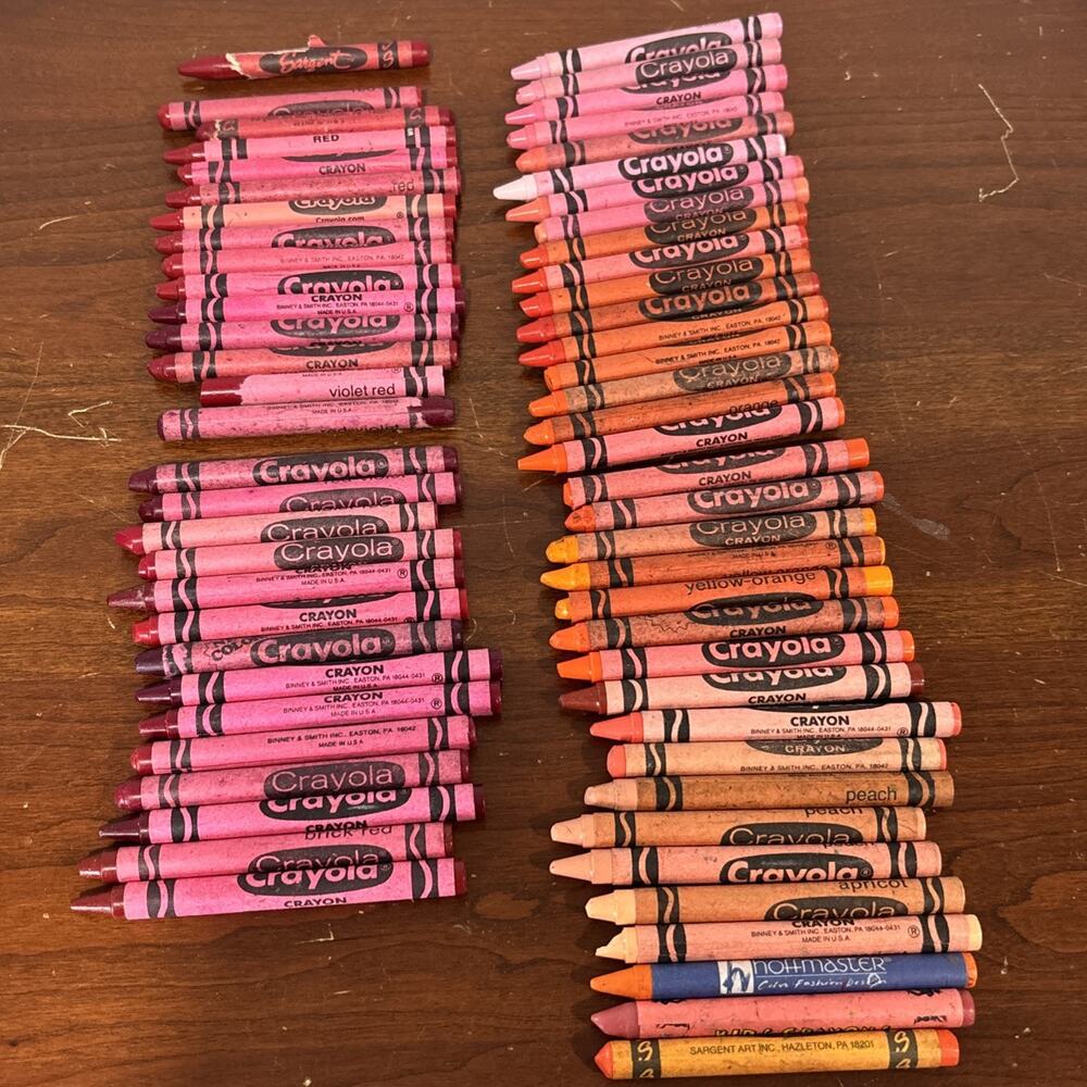 Crayola Crayons Vintage 90s Retired Binney & Smith Red Orange Thistle Pink Lot - Picture 7 of 12